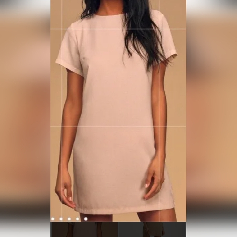 Lulu's Elegant Beige Mini Dress